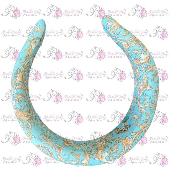 Versace headband blue Dylan turquoise parfum baroque gold Medusa head hair band - Picture 6 of 9